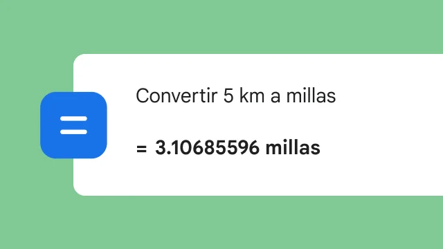 Una búsqueda para convertir 5 km a millas muestra un resultado que indica 3.106 millas.