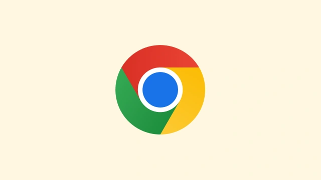 Logotipo del círculo de Chrome sobre un fondo amarillo.